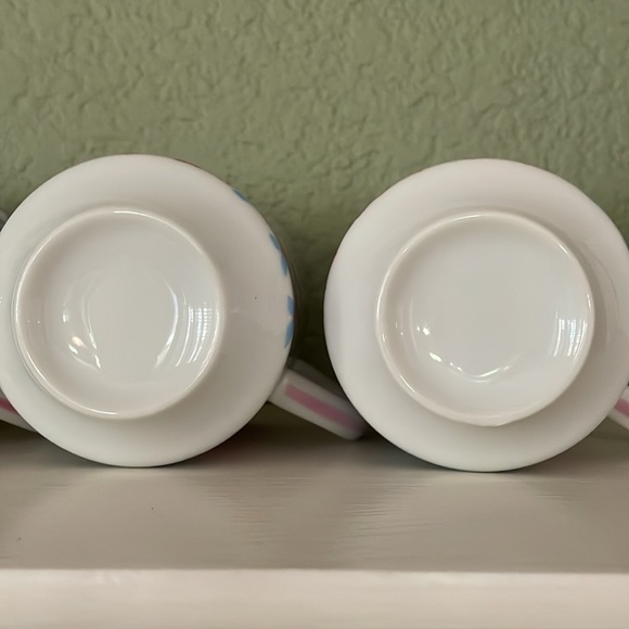 Vintage Set-of-4 Patchwork Quilt Design 8-ounce stackable porcelain mugs, Japan - Picture 9 of 14